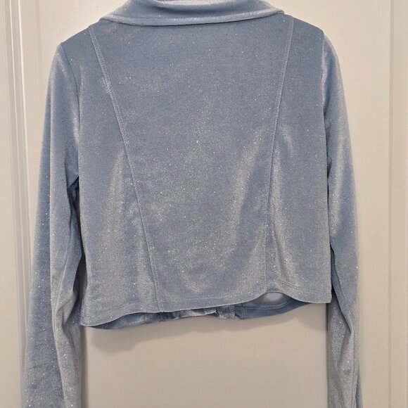 Knitworks‎ Baby Blue Girl's Glitter Side Zip Velvet Jacket - Picture 2 of 4